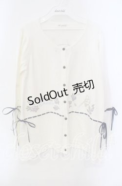 画像1: axes femme / sajou刺繍入ニットカーデ  生成り O-25-09-13-013-AX-TO-IG-OS