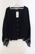 axes femme / 透かし編みニットカーディガン  ネイビー O-25-09-13-017-AX-TO-IG-OS