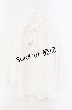 画像1: axes femme / 刺繍入りリボンロングブラウス M 生成り O-25-09-13-018-AX-BL-IG-OS