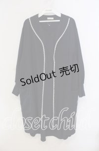 axes femme / レース切替割烹着  ネイビー O-25-09-13-022-AX-OP-IG-ZT127