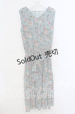 画像1: axes femme / 花柄シフォンプリーツワンピース  グリーン O-25-09-13-024-AX-OP-IG-OS