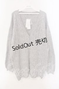 axes femme POETIQUE / ハート透かし編みニットカーディガン  グレー O-25-09-13-025-AX-TO-IG-OS