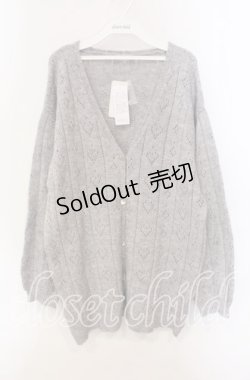 画像1: axes femme POETIQUE / ハート透かし編みニットカーディガン  グレー O-25-09-13-025-AX-TO-IG-OS