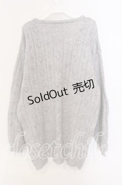 画像3: axes femme POETIQUE / ハート透かし編みニットカーディガン  グレー O-25-09-13-025-AX-TO-IG-OS