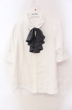 画像1: an another angelus / ドレープタイ付きシャツ F シロ×グレー O-25-09-13-028-CA-BL-OW-OS
