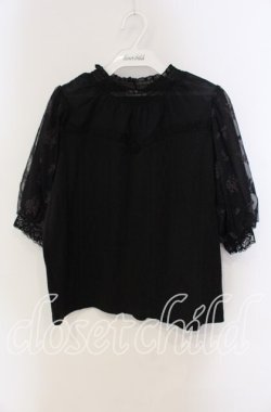 画像1: axes femme / 袖刺繍カットジャカードプルオーバー F クロ O-25-09-13-032-AX-BL-OW-OS