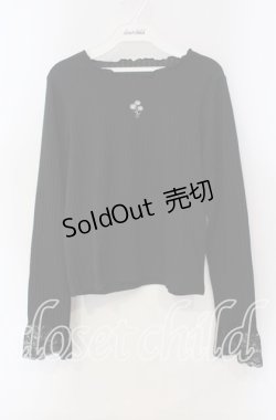 画像1: axes femme / マーガレット刺繍リブトップス F クロ O-25-09-13-033-AX-TO-OW-OS