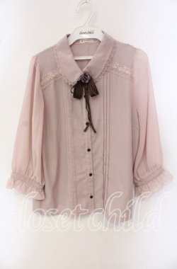 画像1: axes femme / バラモチーフブラウス M ピンク O-25-09-15-039-AX-BL-OW-OS