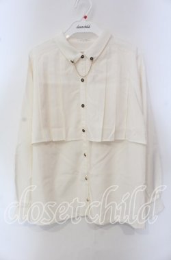 画像1: axes femme / チェーン付プリーツシャツ M キナリ O-25-09-15-040-AX-BL-OW-OS