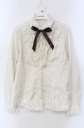axes femme / 襟取り外しフリルブラウス M キナリ O-25-09-15-042-AX-BL-OW-OS