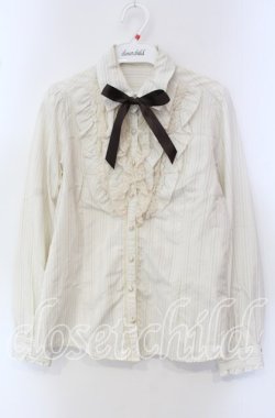画像1: axes femme / 襟取り外しフリルブラウス M キナリ O-25-09-15-042-AX-BL-OW-OS