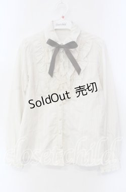 画像1: axes femme / 襟取り外しフリルブラウス M キナリ O-25-09-15-042-AX-BL-OW-OS