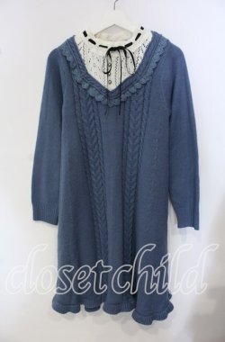 画像1: axes femme / ブロッキングニットワンピース M ブルー O-25-09-15-043-AX-OP-OW-OS