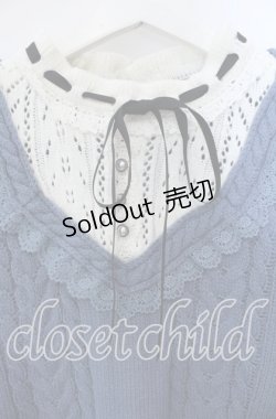 画像2: axes femme / ブロッキングニットワンピース M ブルー O-25-09-15-043-AX-OP-OW-OS