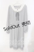 axes femme POETIQUE / ウサギ刺繍セーラーワンピース【多屋来夢コラボ】 M ブルーグレー O-25-09-15-049-AX-OP-OW-OS