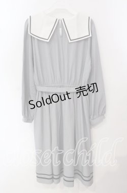 画像3: axes femme POETIQUE / ウサギ刺繍セーラーワンピース【多屋来夢コラボ】 M ブルーグレー O-25-09-15-049-AX-OP-OW-OS