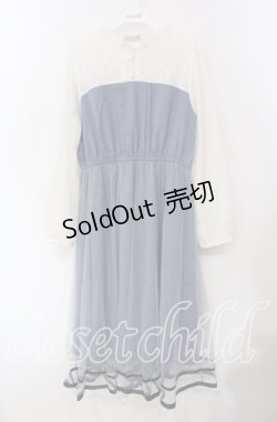 画像1: axes femme POETIQUE / チャイナボタンチュールワンピース M ブルー O-25-09-15-050-AX-OP-OW-OS