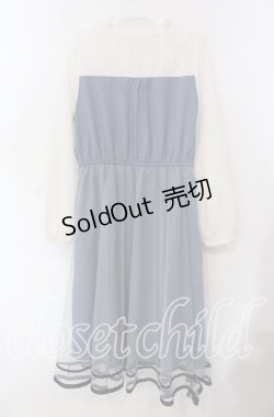 画像3: axes femme POETIQUE / チャイナボタンチュールワンピース M ブルー O-25-09-15-050-AX-OP-OW-OS