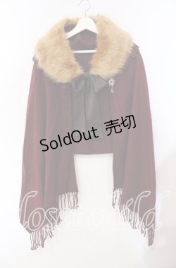 画像1: axes femme / ファーカラー付きストール  ワイン O-25-09-15-052-AX-ZA-OW-OS