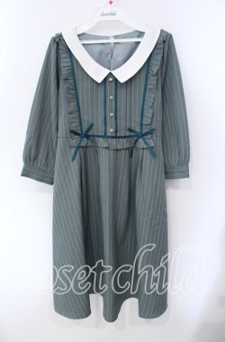 画像1: axes femme POETIQUE / ブロッキングフリルワンピ M グリーン O-25-09-15-053-AX-OP-OW-OS