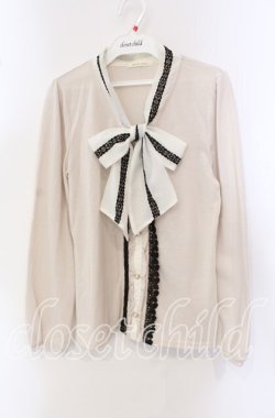 画像1: axes femme / タイ付きブラウス風プルオーバー M キナリ O-25-09-15-055-AX-TO-OW-OS