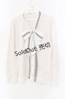 画像1: axes femme / タイ付きブラウス風プルオーバー M キナリ O-25-09-15-055-AX-TO-OW-OS