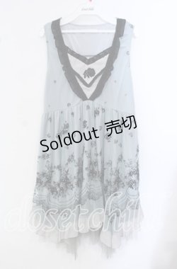 画像1: axes femme / チュールフロッキー切替ワンピース M グリーン O-25-09-15-059-AX-OP-OW-OS