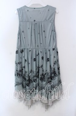 画像4: axes femme / チュールフロッキー切替ワンピース M グリーン O-25-09-15-059-AX-OP-OW-OS
