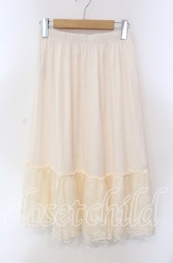 画像1: axes femme / 繊細レースミディ丈ペチスカート M キナリ O-25-09-15-069-AX-SK-OW-OS