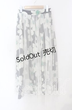 画像1: 【SALE】axes femme / チュール重ね花柄スカート  ネイビー O-25-09-15-077-AX-SK-OW-ZT141