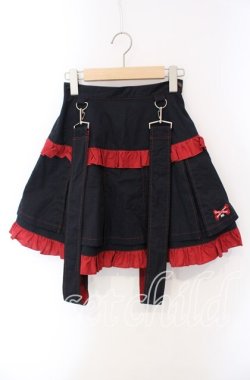 画像1: MA MAXICIMAM / フリルプリーツスカート  ブラック×レッド O-25-09-15-080-PU-SK-IG-OS