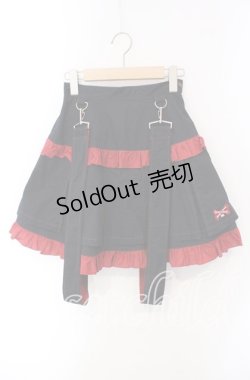 画像1: MA MAXICIMAM / フリルプリーツスカート  ブラック×レッド O-25-09-15-080-PU-SK-IG-OS