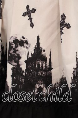 画像2: Jamieエーエヌケー / ゴシックキャッスルプリントスカート  シロ×クロ O-25-09-15-081-LO-SK-IG-OS