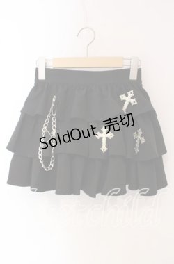 画像1: Jamieエーエヌケー / クロスモチーフティアードスカパン  クロ O-25-09-15-082-LO-PA-IG-OS