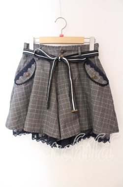 画像1: axes femme / グレンチェックショートパンツ M ネイビー O-25-09-15-086-AX-PA-OW-OS