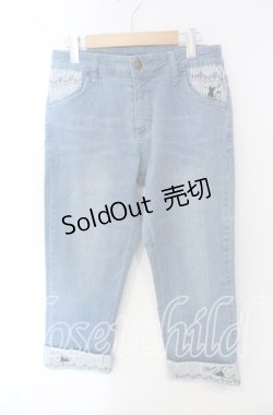 画像1: axes femme / 猫ストライプストレッチパンツ L ライトインディゴ O-25-09-15-088-AX-PA-IG-OS