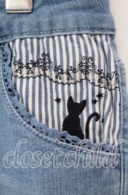 画像2: axes femme / 猫ストライプストレッチパンツ L ライトインディゴ O-25-09-15-088-AX-PA-IG-OS