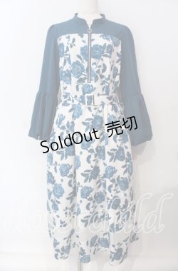 画像1: axes femme / バルーンスリーブフラワーワンピース F キナリ O-25-09-15-011-AX-OP-OW-ZT474