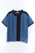 axes femme / バックプリーツシャツ F ブルー×クロ O-25-09-15-012-AX-BL-OW-OS
