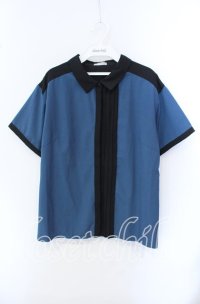 axes femme / バックプリーツシャツ F ブルー×クロ O-25-09-15-012-AX-BL-OW-ZT082