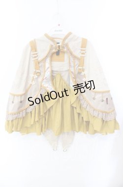 画像1: Ozz oneste / 蝶舞秋園ミニマント  ベージュ×マスタード O-25-09-15-013-OO-JA-OW-OS