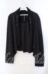 Ozz Croce / スエード調アシメカーディガン  ブラック O-25-09-15-014-OO-TO-OW-ZY