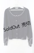 axes femme / パール配色ワッフルニットカーディガン M ネイビー O-25-09-15-023-AX-TO-IG-OS