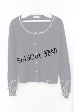 画像1: axes femme / パール配色ワッフルニットカーディガン M ネイビー O-25-09-15-023-AX-TO-IG-OS