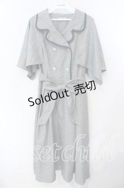画像1: axes femme POETIQUE / イレヘムケープトレンチワンピース M グレー×グリーン O-25-09-15-028-AX-OP-IG-OS