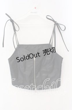 画像1: axes femme / リボンフェイクレザービスチェ F クロ O-25-09-16-035-AX-TO-OW-OS