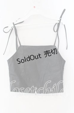 画像2: axes femme / リボンフェイクレザービスチェ F クロ O-25-09-16-035-AX-TO-OW-OS