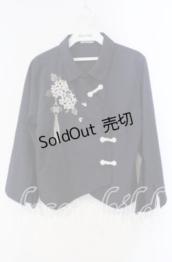 画像1: axes femme / ジャスミン刺繍チャイナブラウス F ネイビー O-25-09-16-043-AX-BL-OW-OS