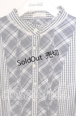 画像2: axes femme / チェック切替パッチワークワンピース F ネイビー O-25-09-16-045-AX-OP-OW-OS