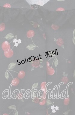 画像2: axes femme / チェリーローズ柄セーラーワンピース F クロ×アカ O-25-09-16-046-AX-OP-OW-OS